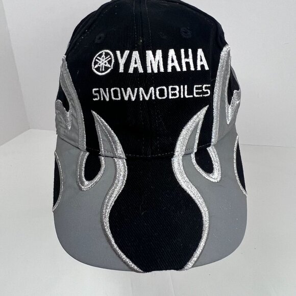 Yamaha Snowmobiles‎ Black Gray Flame Cap w/ Silver Embroidery Adjustable - Picture 1 of 10